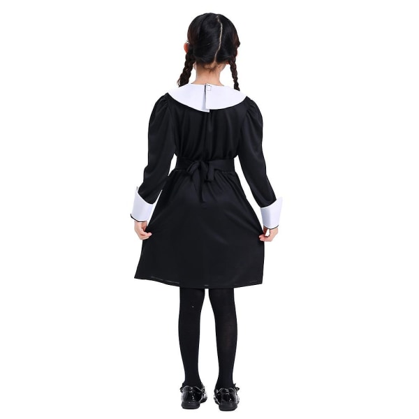 Girls Adams Family Wednesday Cos  Dress Halloween Cosplay Performance Wear Black L