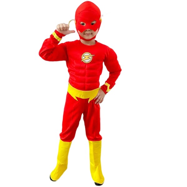Flash-cosplay-asut lapsille Yksiosainen kansi Red L M
