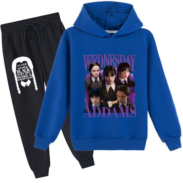 Onsdag Addams printed byxor med hoodie för barn H 100cm