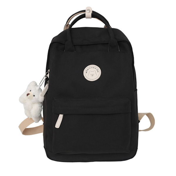 Flicka Skolryggsäck Mode Dam Nylon Skolväska Japansk stil Laptop Ryggsäck Cool kvinnlig bokväska Studentväskor Black