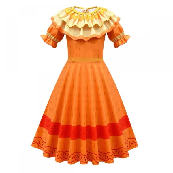 Børn Mirabel kostume piger Mirabel Isabela kjole Cosplay outfit Princess Dress Up ----- Orange（str. 120）