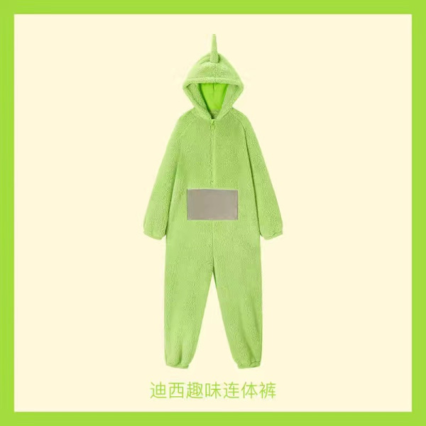 Teletubbies Kostym Vuxna Pyjamas Pyjamas Sovkläder Jumpsuit Dipsy Teletubbies Adult L