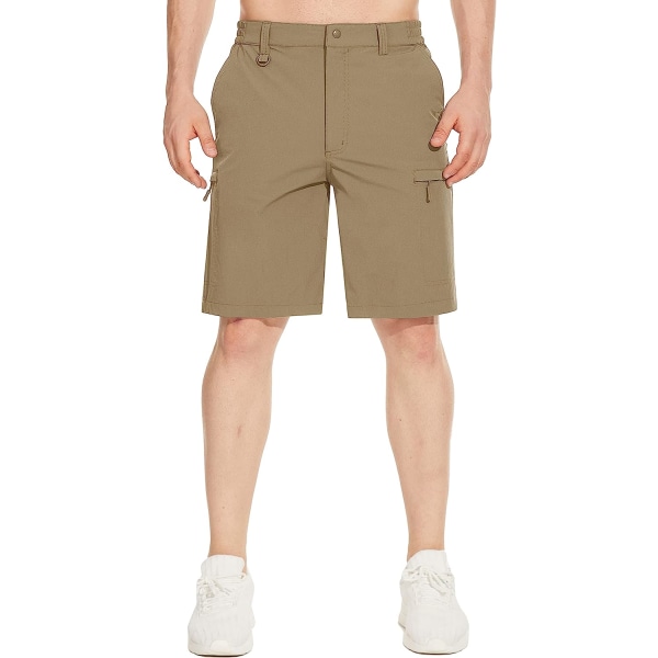 HAUFR Herre Hiking Cargo Quick Dry Shorts Lett campingshorts med 5 lommer Khaki 32