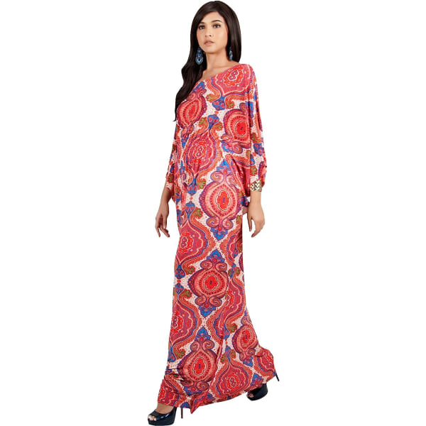 Lang Kaftan Boho Print Jersey Flowy Casual Abaya for kvinner XL
