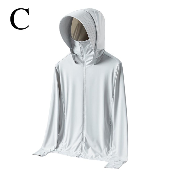 Letvægts solbeskyttelsestøj Langærmet hættetrøje i issilke Men - Gray 4XL