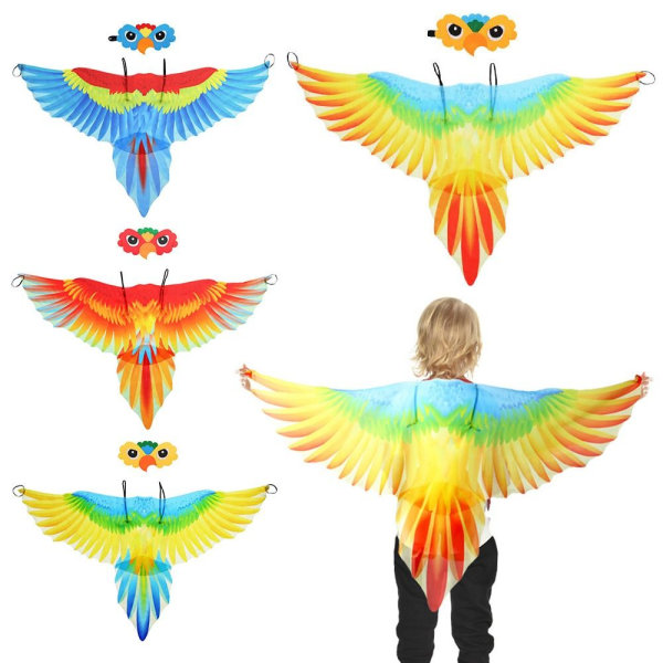 Børnepapegøjevingefrakke Kostume Fuglekappe GUL