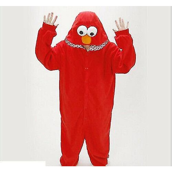 Voksen Sesame Street Cookie Elmo Costume Pyjamas_y o Red L