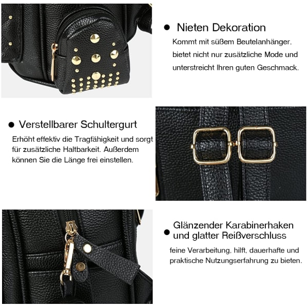 Damryggsäck 2-delat mode PU-läder Enkel design