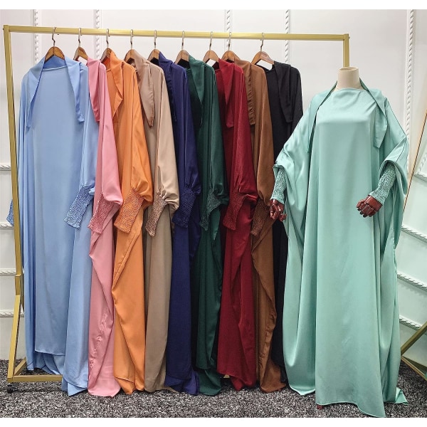 Muslimsk Abaya-klänning i ett stycke för kvinnor, stor bön över huvudet zy XL