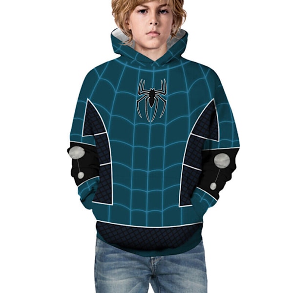 Barn Pojke Flicka Spiderman 3D Printed Långärmad Hoodies Tröja Blue