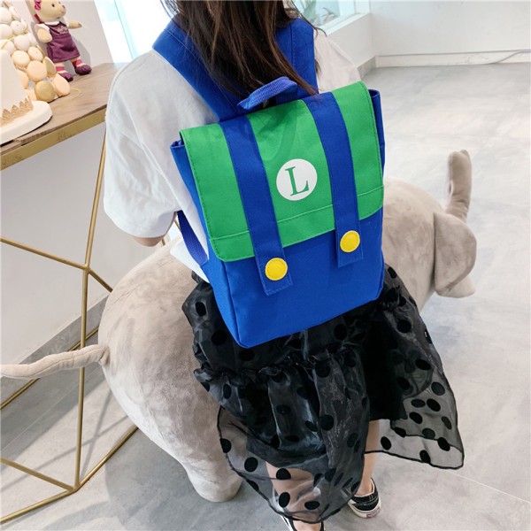 Børn Børn Skolerygsæk Skoletaske 3D Printet Super Mario green