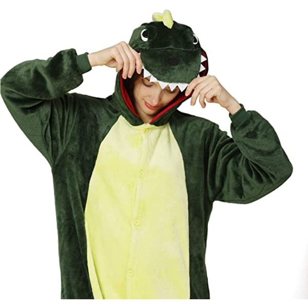 Unisex aikuisten pyjamat eläinten asu Cosplay One Piece pyjama (dinosaur versio vihreä vetoketju)-S