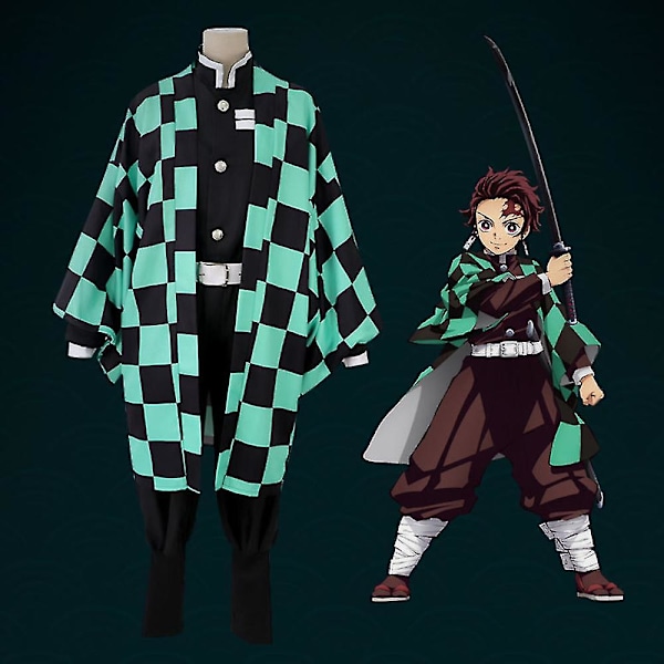 Lasten Demon Slayer -animaatio Cosplay-asusetti 11-12 Years Kamado Tanjirou