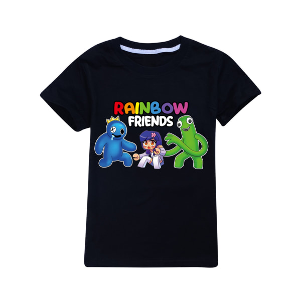 Print T-skjorte med T-skjorte av T-skjorte for barn Cartoon Rainbow Friends black