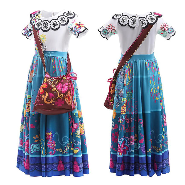 Kids Encanto Mirabel kjole Madrigal Mirabel Cosplay kostyme 110cm