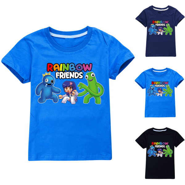 Print T-shirt med T-shirt av T-shirt för barn Tecknad Rainbow Friends navy blue