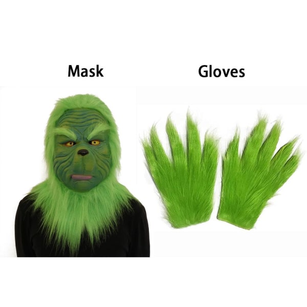 Joulupuku rekvisiitta Vihreä Scary Mask Helmet Gloves