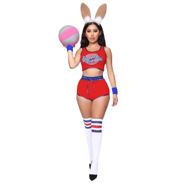 Squad ola Bunny Rabbit Kostymer Cosplay Kostymer Toppbukser For Dame Red L