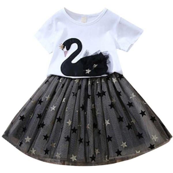 Swan Glitter Stars Girls Princess Party Hieno tyllihame White 3-4 Years