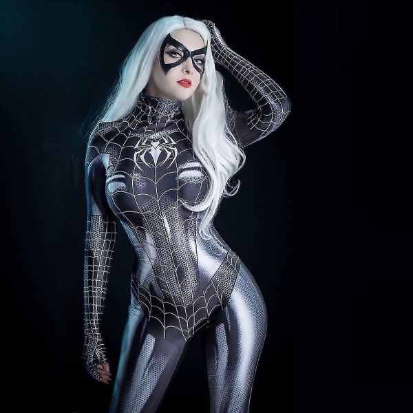 Spiderman Cosplay Kvinne Sexy Zentai Dress Spandex Bodysuit Superhelt Zentai Dress Halloween Carniva only red mask