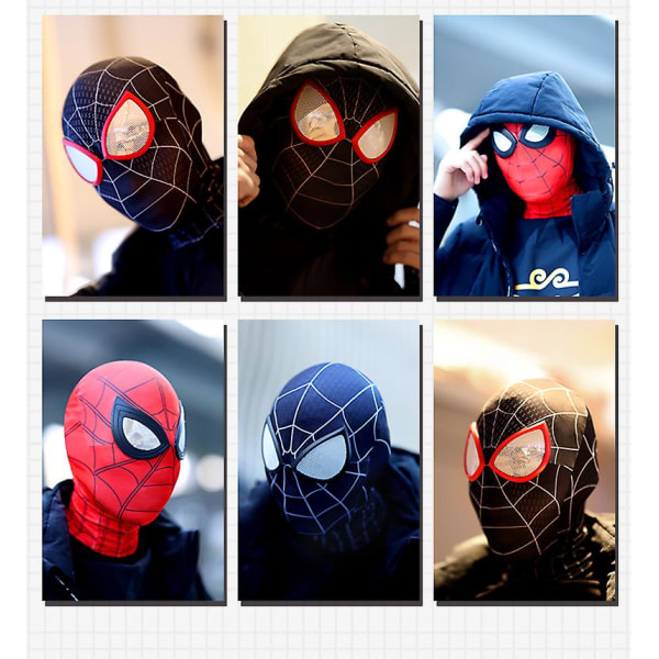 Svart Mj Spiderman Mask Cosplay - Barn