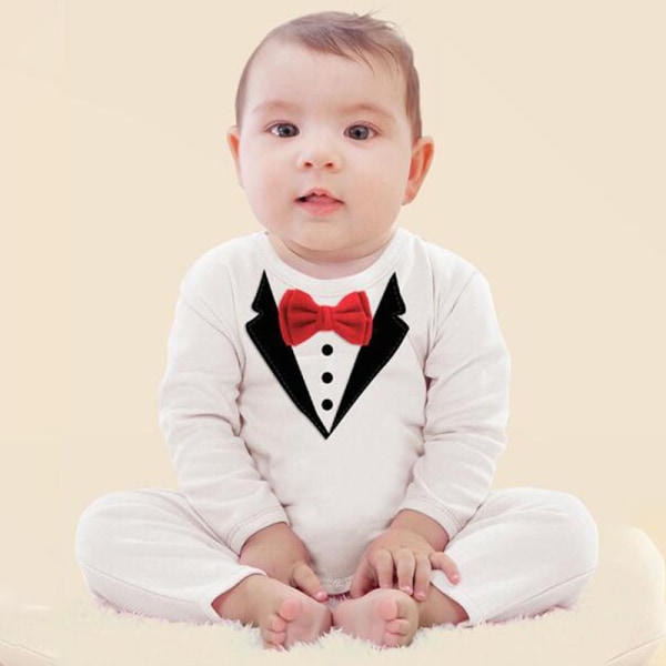 Baby Kid Boy Cotton Gentleman Jumpsuit Romper red 0-6m