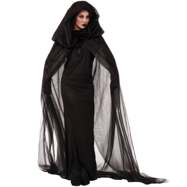 Fest Kvinder Anime Cosplay Halloween Heksekappe Kostume Sort W Cloak suit M