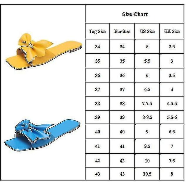 Naisten Bowknot Decor Litteät sandaalit Vapaa casual Rantatossut Yellow Tag 35