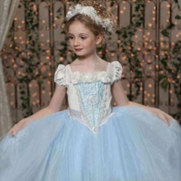 Frozen Elsa Princess-klänning med Cape Girl Cosplay- set - blue 9-10Years = EU134-140