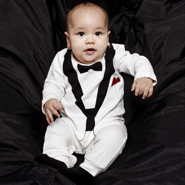 Baby Kid Boy Bomuld Gentleman Jumpsuit Romper black 12-18m
