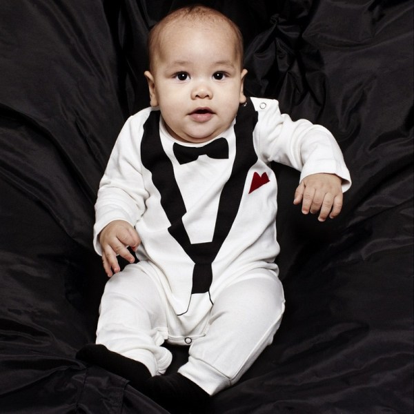 Baby Kid Boy Bomuld Gentleman Jumpsuit Romper red 0-6m