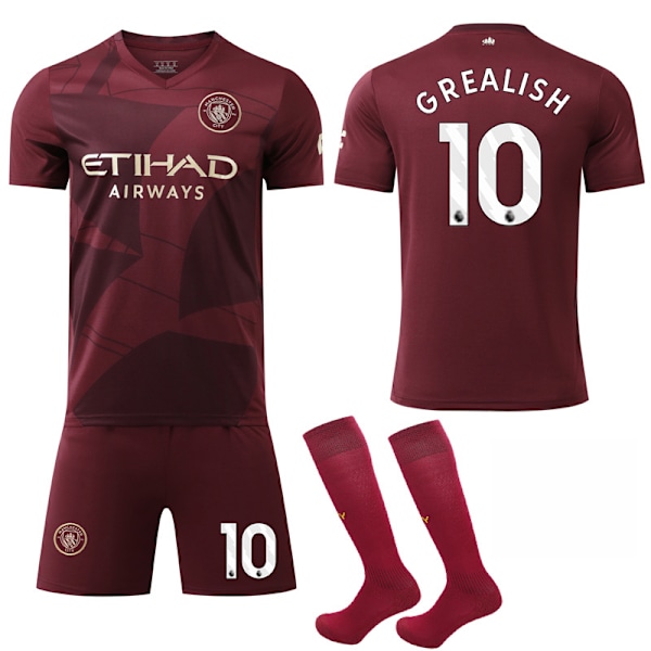 2024-2025 Manchester City Bortaställ Barn Vuxen Fotbollströja Kit No.10 Grealish No.10 Grealish M