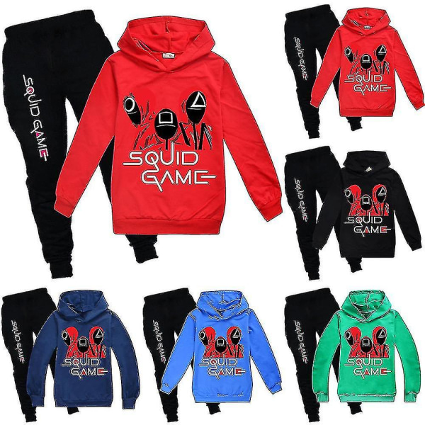 Squid Game Kids Unisex-hupparit + housut V Red 15-16Years