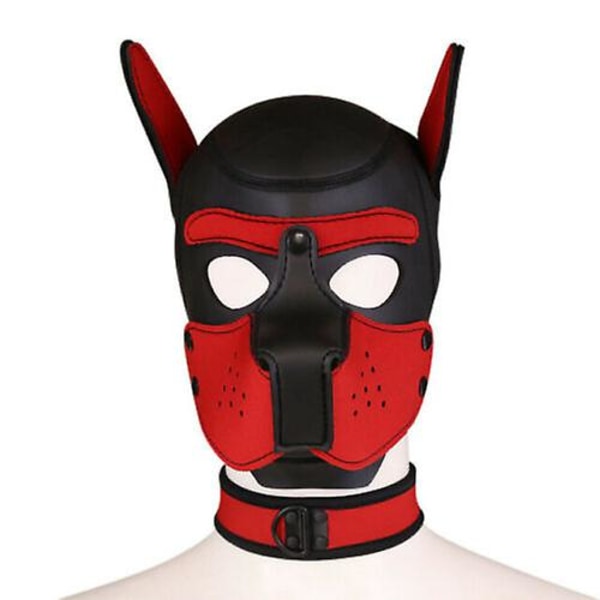 Carnival Puppy Mask Åndbar hovedbeklædning Cosplay Animal Head Mask red Dog head mask collar