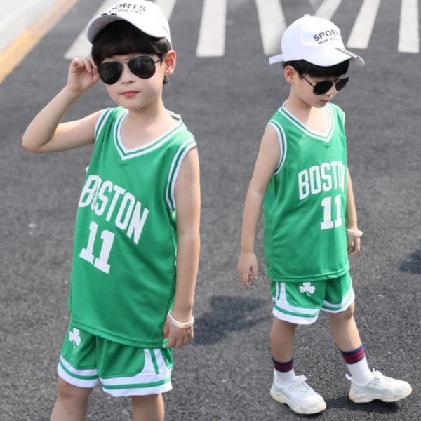 Basketball sportstøj børn træningstøj vest + shorts green 110cm