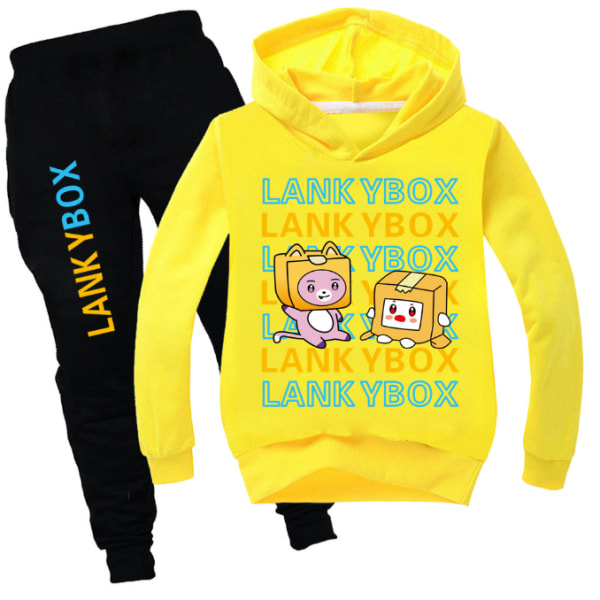 Barn LANKYBOX Print Hoodies Byxor Kostym Träningsoverall Set grey one size