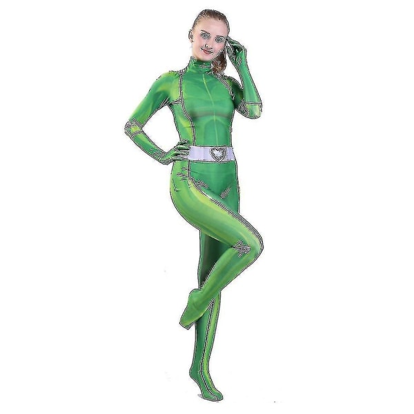 Totally Spies Clover Ewing Alexandra Kostym Vuxen Barn Jumpsuits Tights Halloween Zentai Bodysuit Green XL*Kids