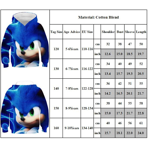 Sonic The Hedgehog T-skjorte for gutter 160cm