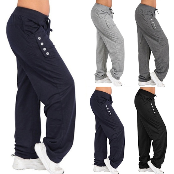 Dam Joggers Byxor Träningsoverall Bottom Casual Gym Byxor navy L