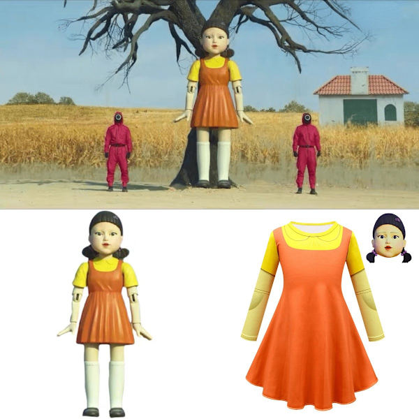 Uusi kalmaripeli Cosplay vaatenaamio lasten/aikuisten cosplay-asut Adult dress&mask (M)