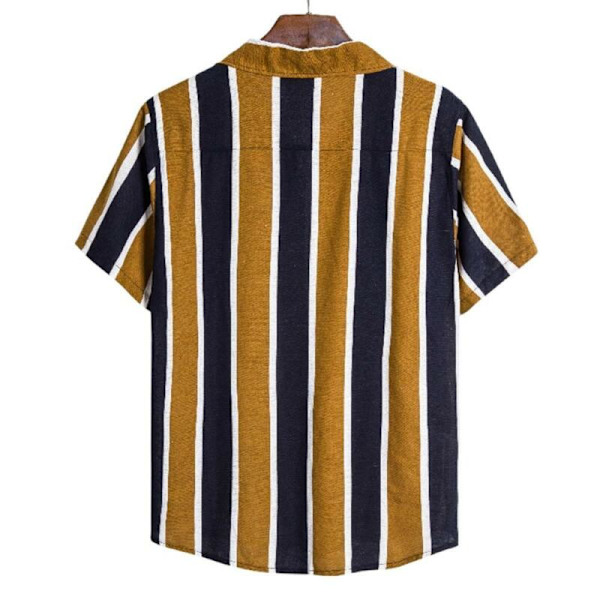 Miesten kesäpaita puuvillaa ja pellavaa, rento lyhythihainen Yellow 2XL