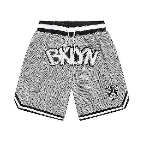 Nba Brooklyn Nets Grå Shorts Broderede Sports Træningsshorts 2XL