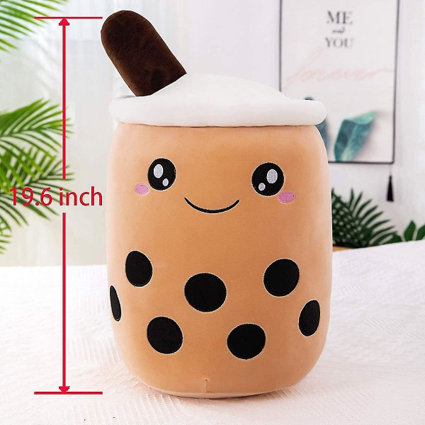 9,8" Boba Tea Plysj utstoppet leketøy Brown Bubble Tea Bubble Plysjpute Hjemmemyk puttepute gave (brun, 9,8")