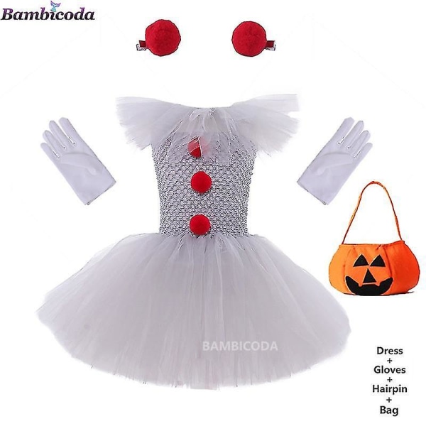 Grå tjejer Halloween kostym Tutu klänning läskig clown Barn Karneval Fest Cosplay Kläder Barn T a5