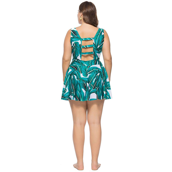 Two Piece Plus Size Tankini badetøj til kvinder flydende badning Green