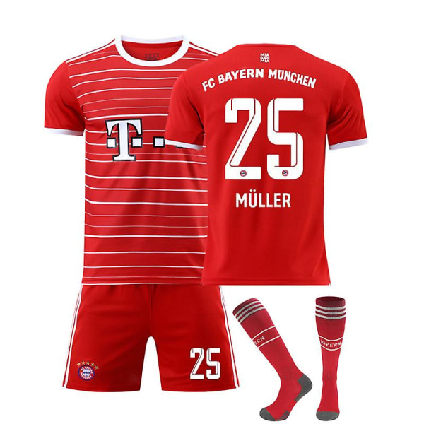 2022-23 FC Bayern München Muller #25 fotbollsdräkter Kids 16(90-100CM)