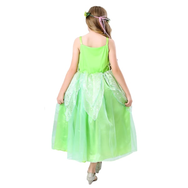 Kid Girl Halloween Peter Pan Tinker Bell Fairy Cosplay Klänning 110cm