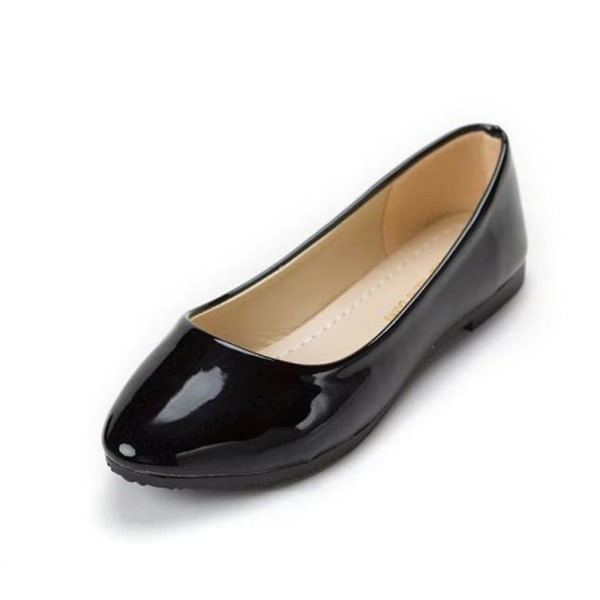 Kvinner Flat Pumps Slip On Ballett Ballerina Dolly Brude Loafers Sko-i Black 37.5-38