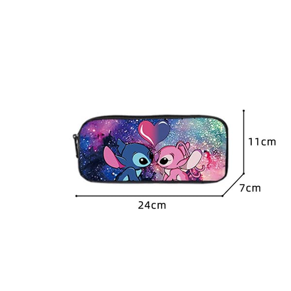 3 stk/ sett Stitch Printed Backpack Crossbody Lunch Bag Case A