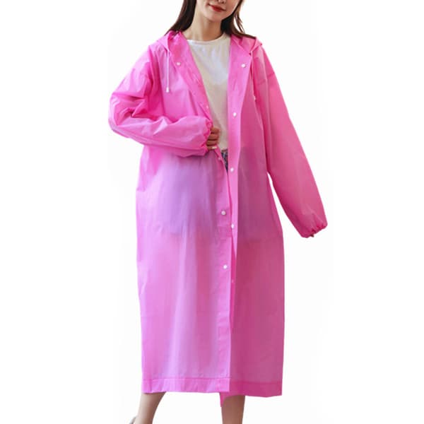 2 ponchoer/regnfrakker til voksne med hætte og snøre rose Red
